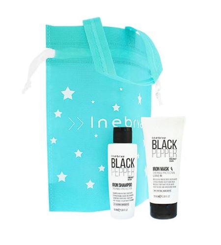 Inebrya BLACK PEPPER SET Minisize dárková sada hydratační šampon 100 ml + bezoplachová maska 100 ml + sáček