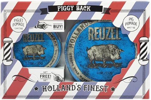 REUZEL Piggy Back Blue Gift Pack sada vlasových pomád 113g+35g