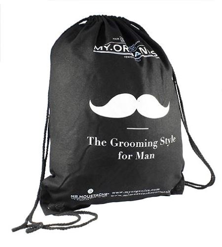 MR.MOUSTACHE Print Backpack taška s logem 35x45 cm