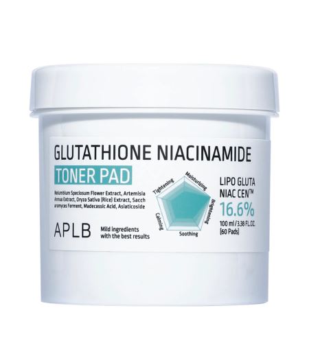 APLB Glutathione Niacinamide Toner Pad hydratačně-rozjasňující tonerové tamponky 60 ks / 100 ml