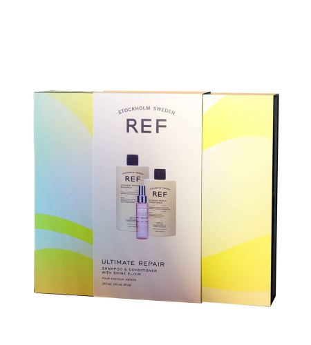 Ref Stockhom Repair Gift Box dárková sada Ultimate Repair regenerační šampon na vlasy 285 ml + Ultimate Repair regenerační kondicionér na vlasy 245 ml + Shine Elixir 80ml