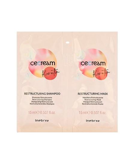Inebrya Ice Cream Keratin Restructuring Shampoo 15 ml + Restructuring Mask 15 ml