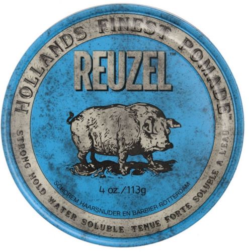 REUZEL Styling Blue Pomade Strong Hold pomáda na vlasy se středním zpevněním a leskem pro muže 113 g SLEVA poškozený obal