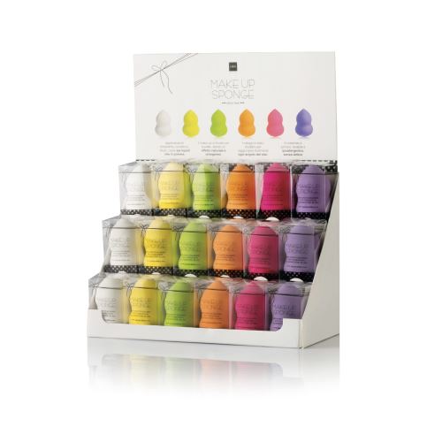 Labor stojan s houbičkami Blender Make Up, mix barev 18ks