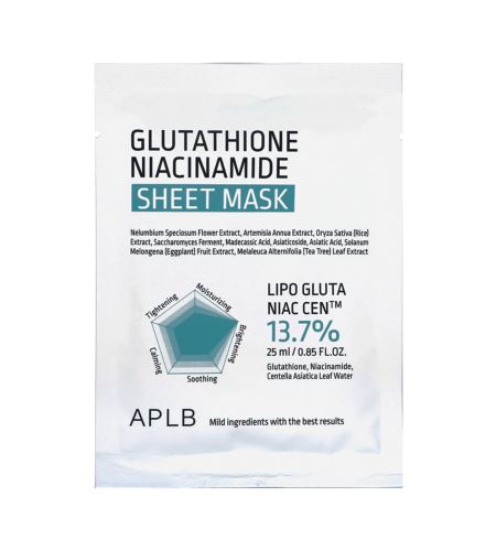APLB Glutathione Niacinamide Sheet Mask hydratačně-rozjasňující maska 25 ml