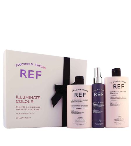 Ref Stockhom Illuminate Colour Box dárková sada Illuminate Colour šampon pro barvené vlasy 285 ml + Illuminate Colour kondicionér pro barvené vlasy 245 ml + Leave-In Serum bezoplachové sérum 125 ml
