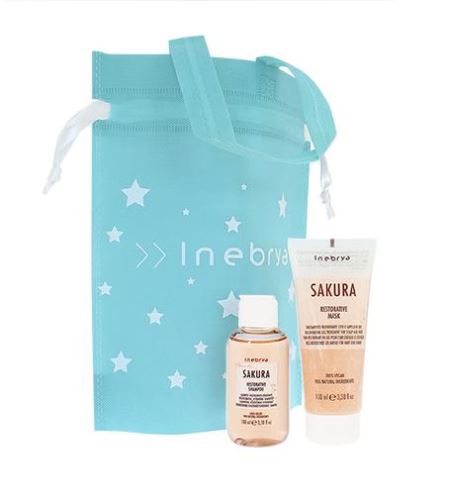 Inebrya SAKURA SET Minisize dárková sada regenerační šampon 100 ml + regenerační maska 100 ml + sáček