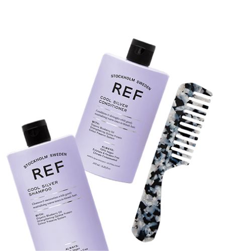 Ref Stockholm Cool Silver Duo with Comb sada s hřebenem šampon 285 ml + kondicioner 245 ml + hřeben