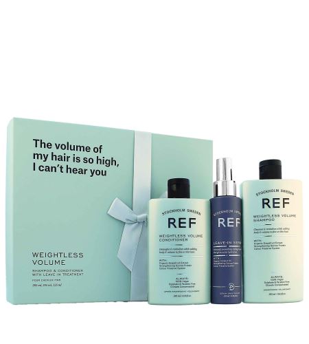 Ref Stockhom Weightless Volume Box dárková sada Weightless Volume šampon pro objem vlasů 285 ml + Weightless Volume kondicionér pro objem vlasů 245 ml + Leave-In Serum bezoplachové sérum 125 ml
