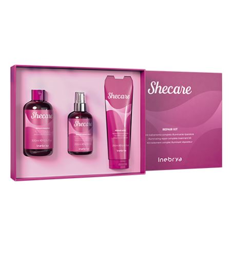 Inebrya Shecare dárková sada regenerační šampon 300 ml + regenerační maska na vlasy 250 ml + regenerační sprej 200 ml