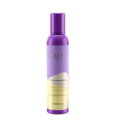 Inebrya BLONDESSE No-Yellow pěnový kondicionér proti žlutým odleskům na blond, odbarvené nebo šedé vlasy 250 ml