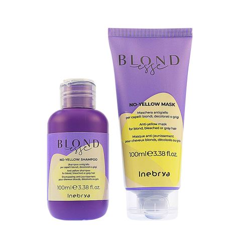 Inebrya Blondesse No-Yellow dárková sada šampon proti žlutým odleskům 100 ml +  maska proti žlutým odleskům 100 ml