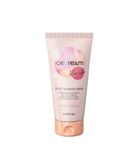 Inebrya Ice Cream Keratin Velvet Keratin Cream rekonstrukční kúra s keratinem pro scelení roztřepených konečků 100 ml